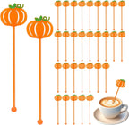 36 Pcs Fall Cocktail Stirrers, Pumpkin Drink Stirrers Plastic Swizzle Sticks Reusable Coffee Stirrer Stir Sticks for Halloween Autumn Thanksgiving Party Tea Coffee Bar Decoration
