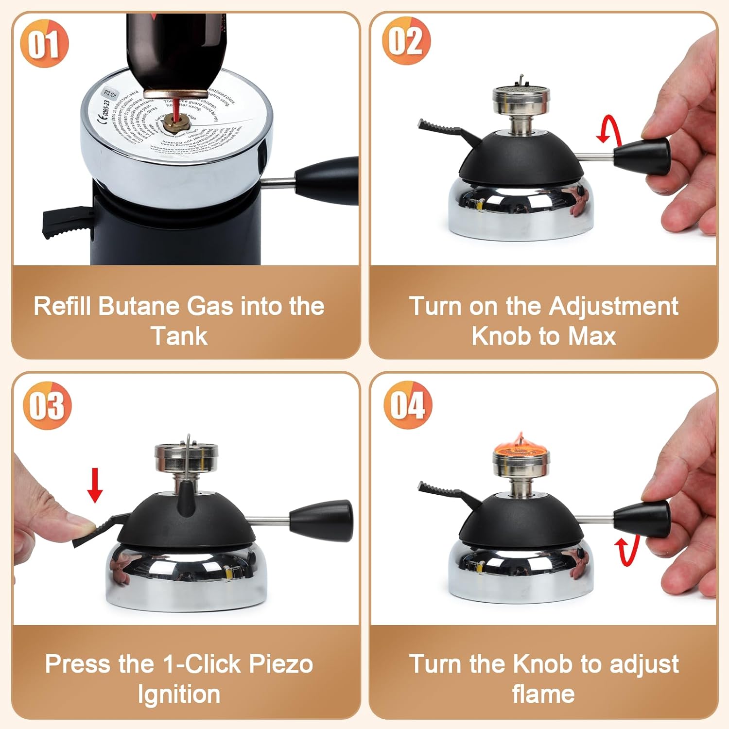 BLUEFIRE Butane Mini Burner for Tabletop Coffee Siphon Syphon/w Furnace Stand and Assembly Rack Ceramic Windproof Torch Head Portable Cooking Stove Espresso Maker Chafing Soup Tureens Fondue Bunsen