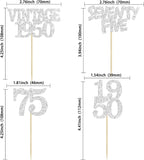 Gyufise 24Pcs 75th Birthday Cupcake Toppers Glitter Cheers to 75 Fabulous Seventy Five Vintage 1950 Cupcake Picks 75th Birthday Wedding Anniversary Party Cake Decorations Supplies Silver