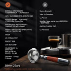 Bottomless Portafilter 58mm with Double Shot Filter Basket & Premium Walnutwood Handle, Portafilter with Puck Screen Compatible with All Breville 58mm Machines, Espresso Accessories, Silver