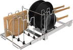 Pots and Pans Pull Out Organizer Under Cabinet, Adjustable Slide Out Pan and Pot Lid Rack Holder, Wire Dividers Kitchen Organization And Storage, Full-Extension Rail 12" W X 20" D