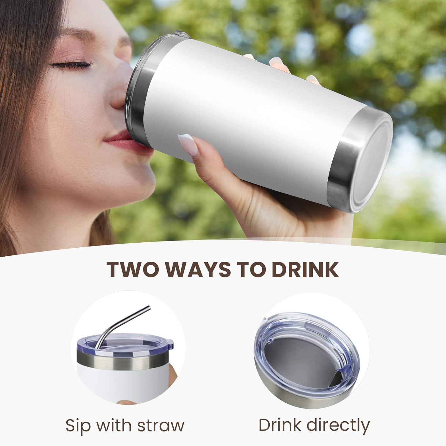 MEWAY 20oz Tumbler 12 Pack Double Wall Vacuum Insulated Travel Mug Bulk, Stainless Steel Tumblers with Lid and Straw, Durable Powder Coated Coffee Cups for Cold & Hot Drinks (White, 12)