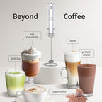 Zulay Kitchen Lux Rechargeable Milk Frother Handheld - Powerful 2-Speed Motor, Fully Waterproof, 2000mAh Battery - Drink Mixer For Latte, Cappuccino, Matcha, Protein Powder - White Marble