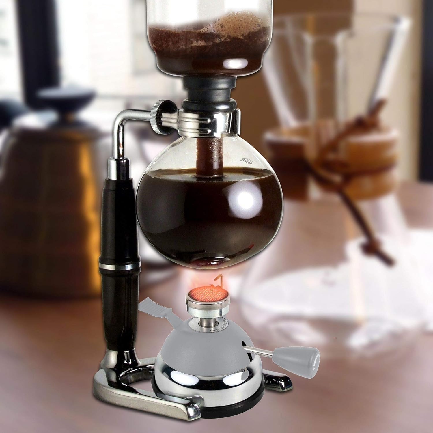 BLUEFIRE Butane Mini Burner for Tabletop Coffee Siphon Syphon/w Furnace Stand and Assembly Rack Ceramic Windproof Torch Head Portable Cooking Stove Espresso Maker Chafing Soup Tureens Fondue