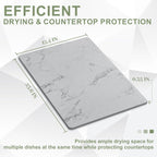 Large Stone Drying Mat for Kitchen Counter, 24" × 16" Diatomite Dish Drying Mat, Quick Dry Stone Mats, Ultra Absorbent Natural Diatomaceous Earth Mats for Dished, Bottles, Grey Marble
