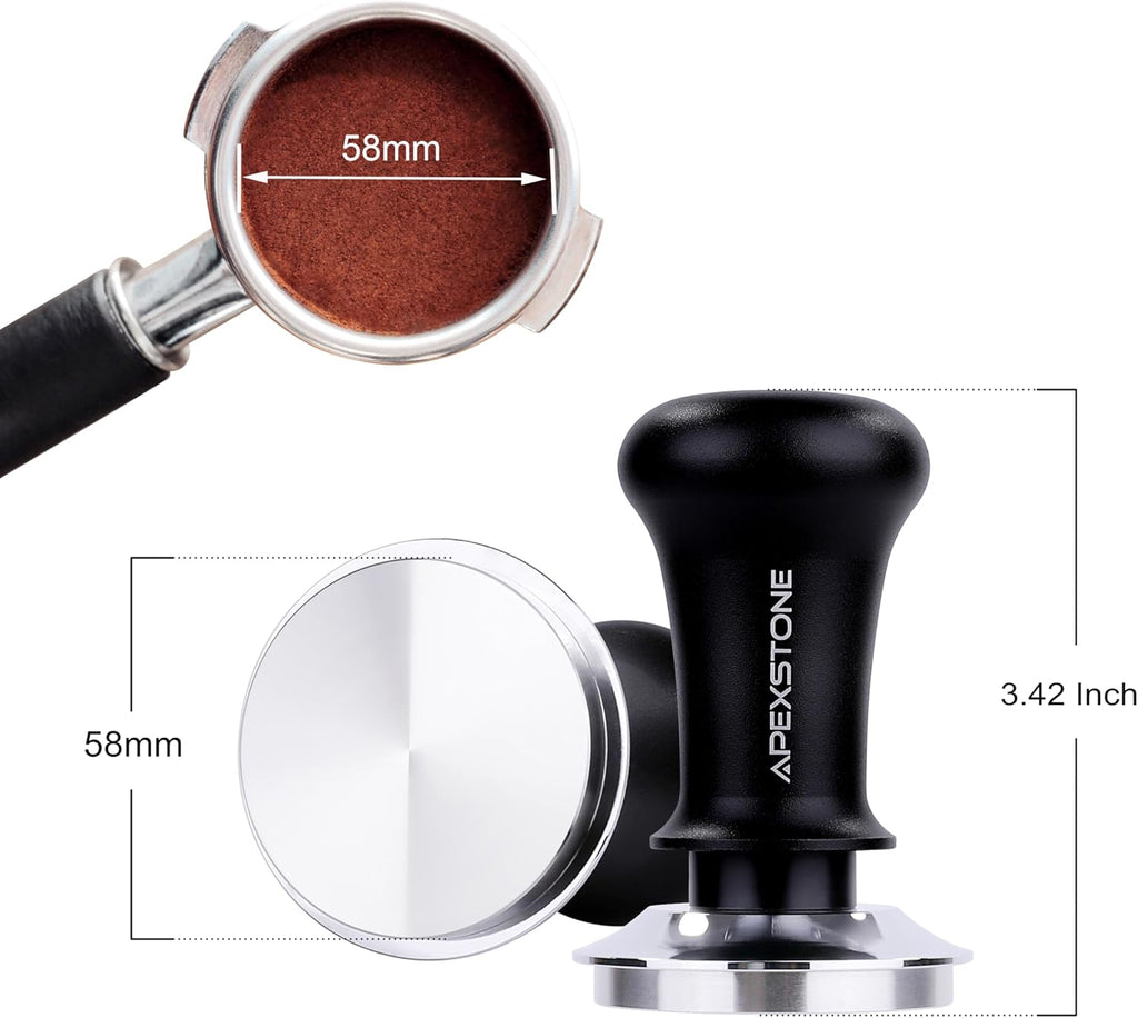 Apexstone Coffee Tamper Spring Loaded 58mm, Espresso Tamper 58mm Spring Loaded, Calibrated Espresso Tamper 58mm