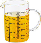 Glass Measuring Cup-[Insulated handle | V-Shaped Spout]-Made of High Borosilicate Glass Measuring Cup for Kitchen or Restaurant, Easy to Read, 500 ML (16 Oz, 2 Cup)
