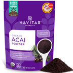 Navitas Organics Acai Powder – for Smoothie Bowls, Oatmeal, Dips, Sauces & More – Antioxidants, Omega 3 6 9, Fiber - USDA Organic, Non GMO, Kosher, Gluten Free, Keto (8oz. Bag, 76 Servings)