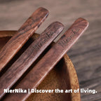 Solid Black Walnut Wood 3Pcs 6" Coffee Stirrers | Reusable & Multifunctional for Hot/Cold Beverages (Coffee, Milk, Oatmeal), Cooking & Crafts (jam, peanut butter Spreader, DIY Projects)