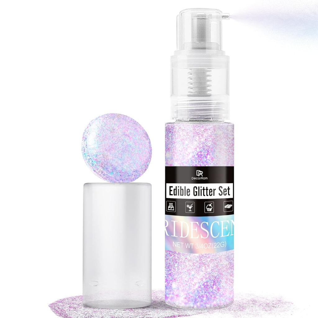 Iridescent Edible Glitter Spray - 3/4oz Luster Dust Edible Food Grade Glitter Shimmer Dust Powder for Cocktails, Drinks, Cake Decorating - Metallic Food Coloring Powder for Wine, Candy, Cookie, Icing