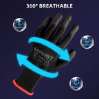 PU Coated Safety Work Gloves, 12 Pairs Work Gloves Mechanic Working Seamless Knit Glove with Polyurethane Coated Smooth