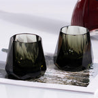 KAMMAK Crystal Whiskey Glasses Set of 2, 5.3oz Old Fashioned Glasses Stemless, Hand Blown Colored Cocktail Glasses, Engagement Gifts for Couples, Women, Men