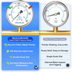 MEANLIN MEASURE 0~300Psi Stainless Steel Liquid Filled Pressure Gauge 2.5" FACE DIAL 1/4" NPT for Air Compressor Air Regulator Water Filter Back Mount with Stainless Steel Hex Bushing and Snaps