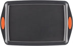 Rachael Ray Nonstick Bakeware Set with Grips, Nonstick Cookie Sheets / Baking Sheets - 3 Piece, Gray with Orange Grips