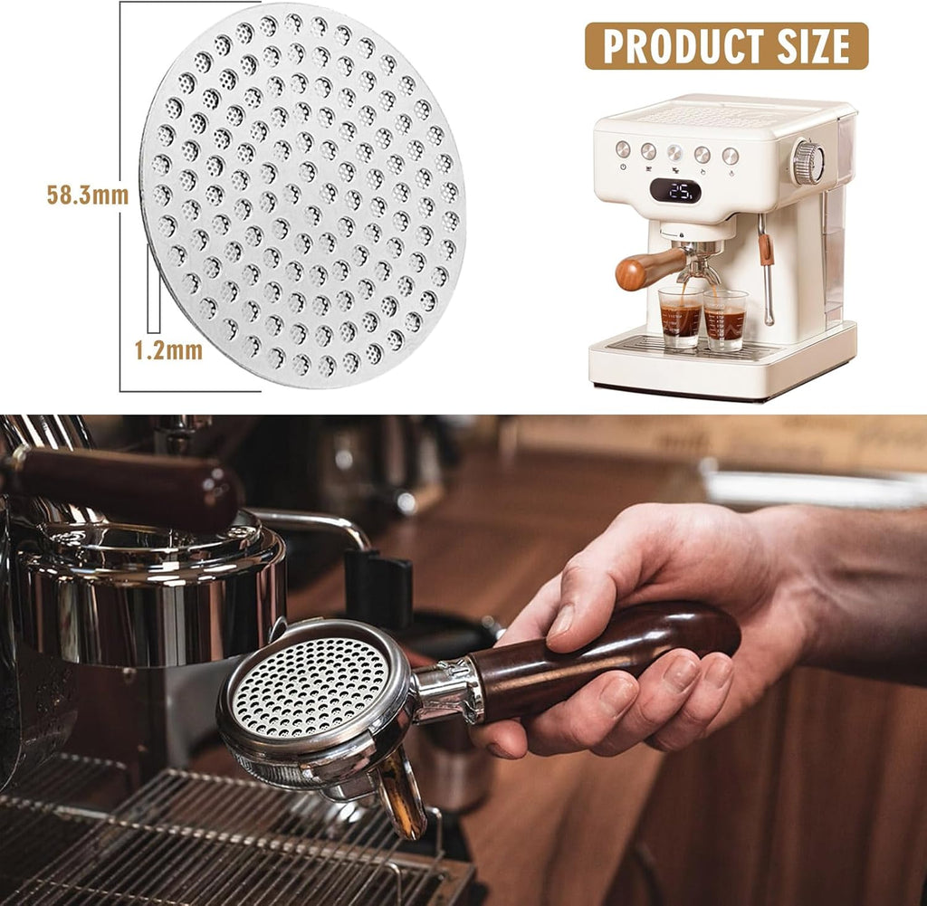 58.35mm Espresso Puck Screen, Stainless Steel Reusable Espresso Filters, 150μm, Bottomless Portafilter Filter Accessories for Espresso Portafilter Filter Basket