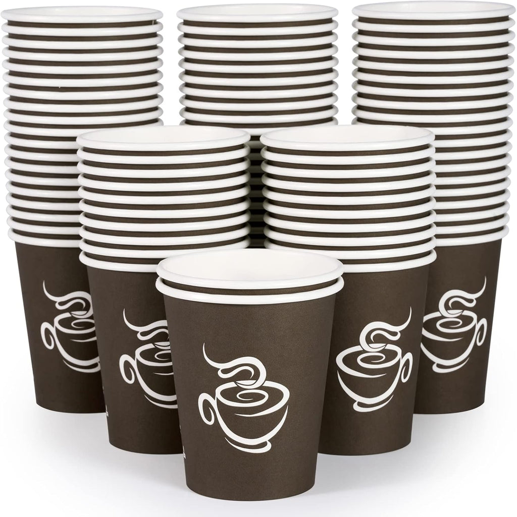 LITOPAK 400 Pack 8 oz Paper Cups, Brown Disposable Hot Coffee Cups for Party, Picnic, Travel, and Events