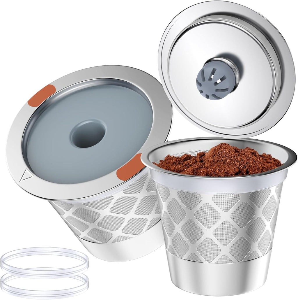 Reusable k Cup Coffee Filters,Universal stainless steel Refillable k Cups Filter Use for K 2.0 and 1.0 Coffee Makers-brewers (2)