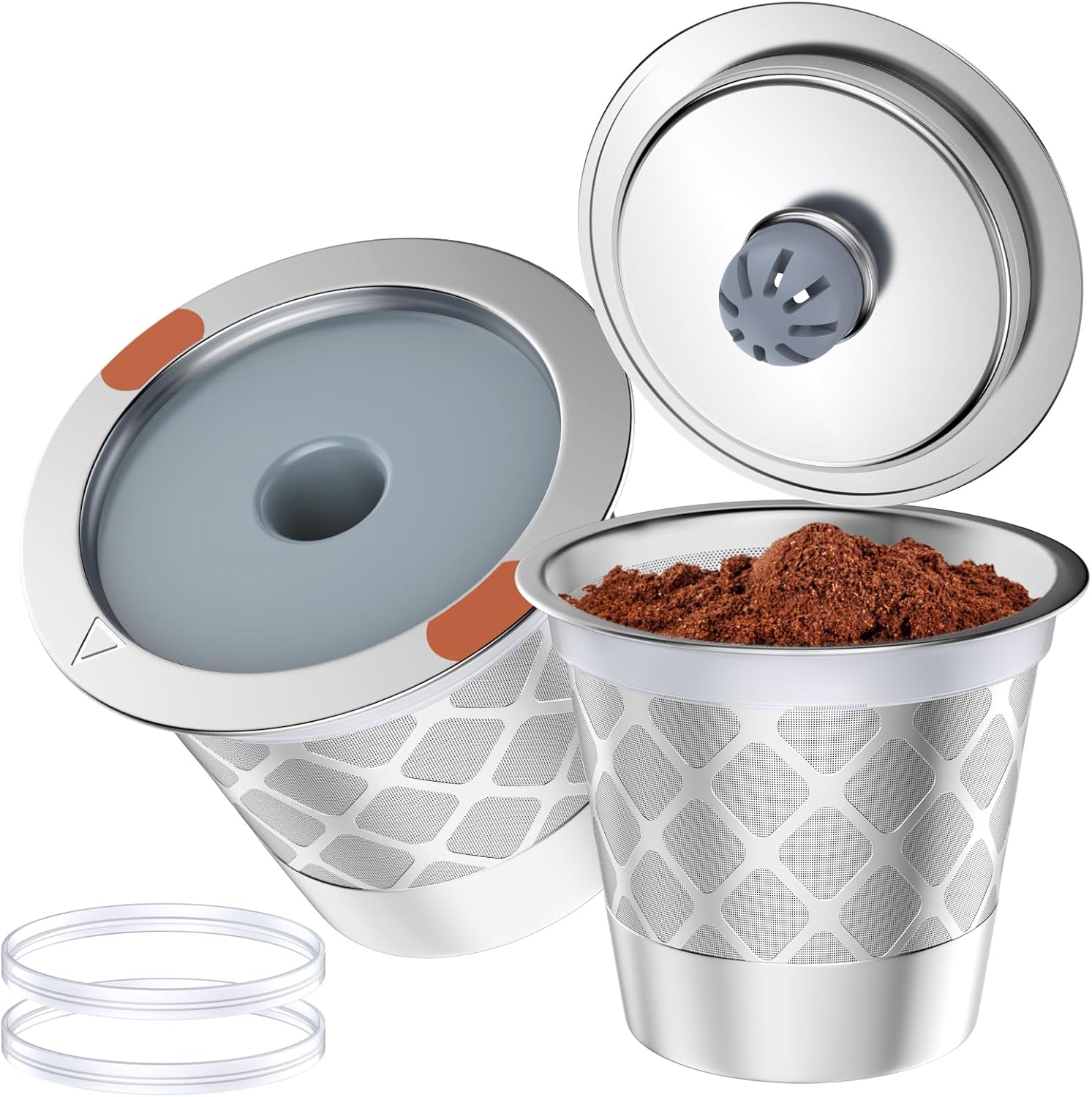 Reusable k Cup Coffee Filters,Universal stainless steel Refillable k Cups Filter Use for K 2.0 and 1.0 Coffee Makers-brewers (2)
