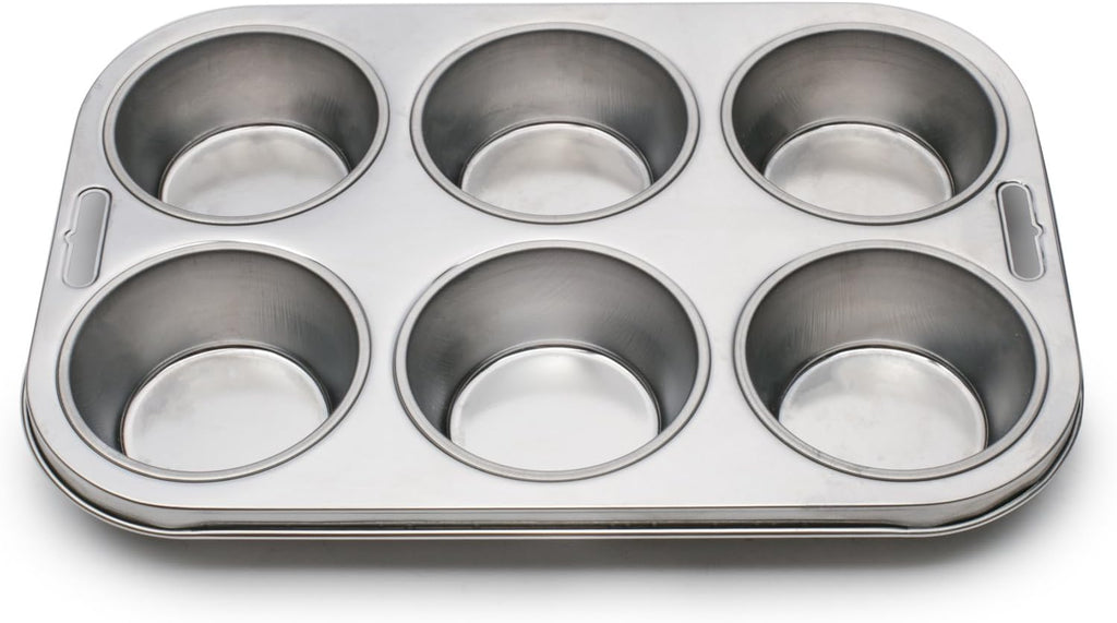 Fox Run 4867 Muffin Pan, 6 Cup, Stainless Steel