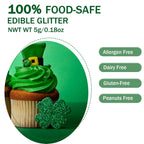 Green Edible Glitter Glimmer Powder for Cakes Drinks - Colaele 5 grams Food Grade Luster Dust Metallic Food Decorating Sprinkle Disco Brew Dust for Cake Decorations Wine Beverage Candy Dessert, Vegan