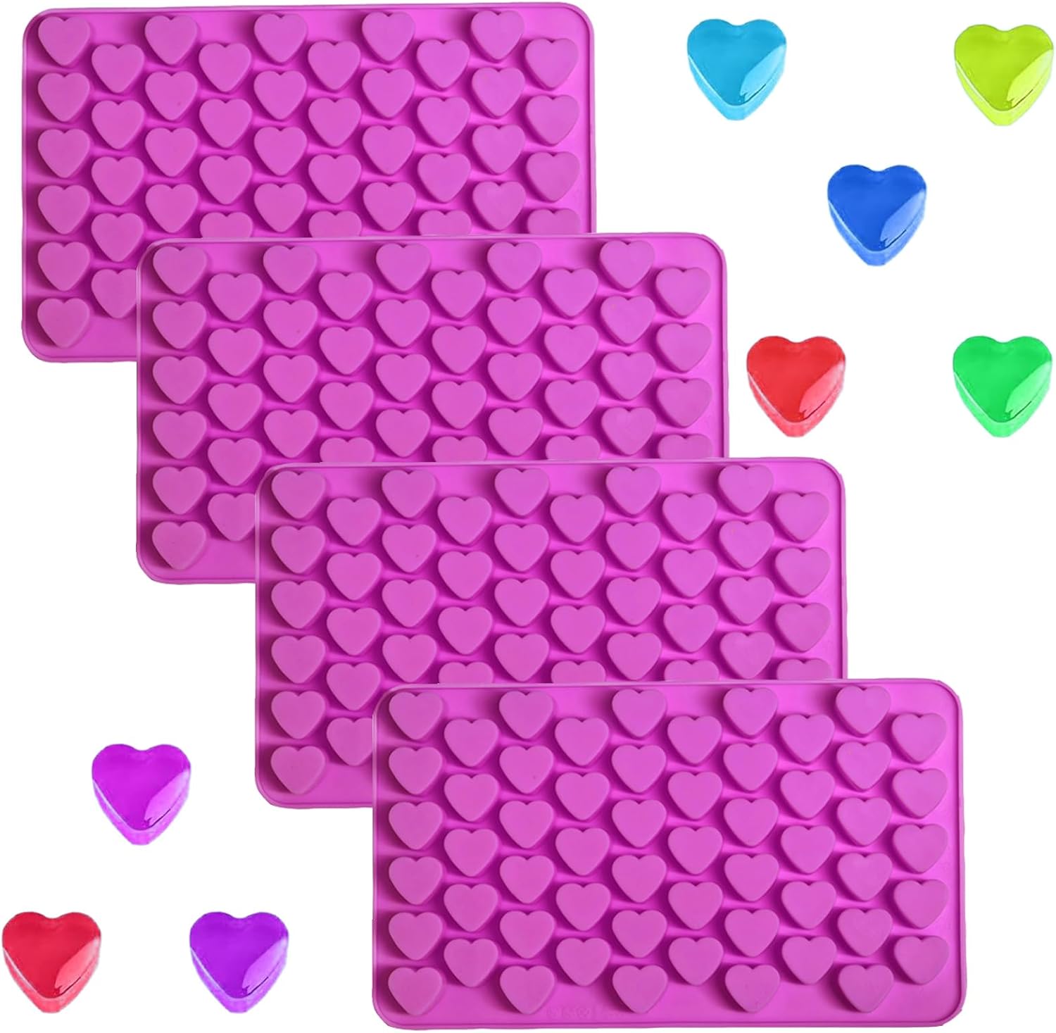 Gummy Candy Molds - 4Pcs Silicone Gummy Hearts Mold for Kids, Non-stick and Bpa Free for Mini Candy Chocolate Gummies Baking