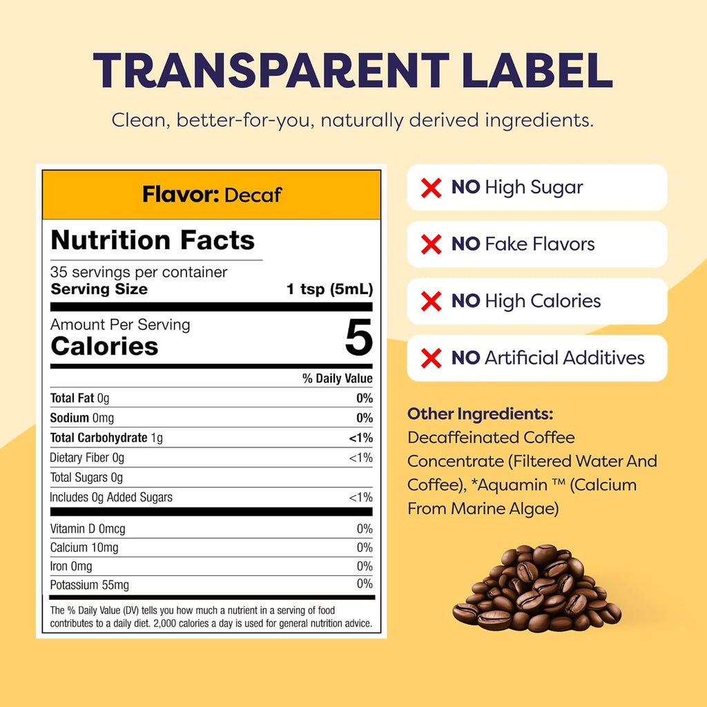 Javvy Coffee Concentrate - Cold Brew Coffee, Perfect for Hot or Iced Instant Coffees, Hot Drinks, Cold Brew Concentrate, 35 Servings - Original Decaf