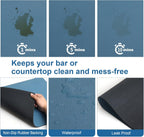 ZLR Coffee Mat - 16" x 20" Large Kitchen Hide Stain Absorbent Dish Drying Mat for Countertop - Easy to Clean Coffee Bar Mat for Espresso Machine and Spill Protection - Navy Blue