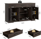 HOSTACK Buffet Cabinet with Drawers, 55" Large Sideboard Buffet Storage Cabinet with Shelves and Doors, Modern Farmhouse Coffee Bar Station Wood Kitchen Table for Kitchen, Dining Room, Dark Brown