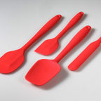 4 Piece Silicone Spatula Set, Flexible Heat Resistant Non-scratch Baking Cooking Rubber Spatulas with Stainless Steel Core, Red
