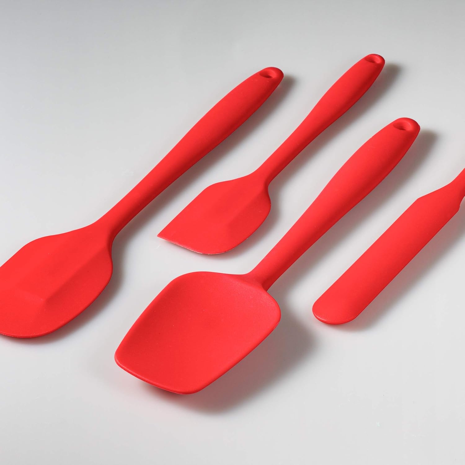 4 Piece Silicone Spatula Set, Flexible Heat Resistant Non-scratch Baking Cooking Rubber Spatulas with Stainless Steel Core, Red