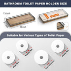 Bathroom Toilet Tank Tray, 13" Wood Toilet Paper Storage Basket Tray Back of Toilet Basket Organizer,Vanity Tray for Perfume Makeup Candle Decor, Black & Farmhouse Brown