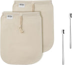 Reusable Cold Brew Bags & Cold Brew Coffee Bags Reusable - for Toddy Systems | 100% Natural Organic Cotton Cold Brew Filter Bags 2-Pack + 2 Bonus 304 Silver Spoons