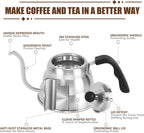 Stainless Steel Tea Kettle 800ml W/O Thermometer Gooseneck Kettle for Stovetop Pour Over Coffee Kettle Precision Pour Drip Spout Tea Pot 28oz,4 Cup,Silver,1Pack