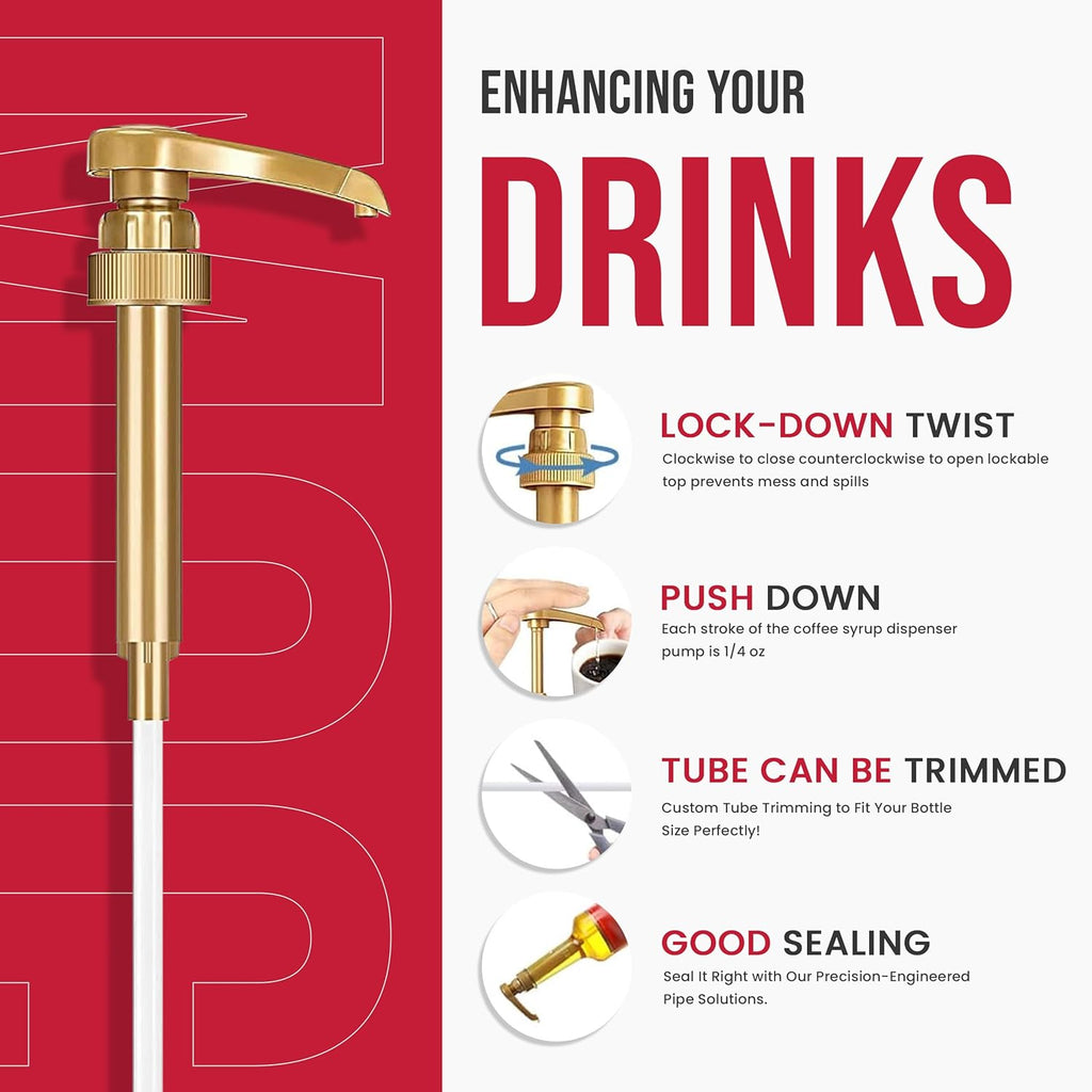 Jimoco® Syrup Pump Dispenser + Torani® Strawberry Syrup, 25.4 oz - Coffee Syrup Pump & Flavoring Bundle