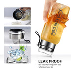 40 oz Glass Water Bottles - Large, Clear, Borosilicate Glass Water Bottle with Stainless Tea Infuser - Cup-Function Lid, Neoprene Sleeve, Strap - Wide Mouth BPA free, for Tea, Beverages, Juice