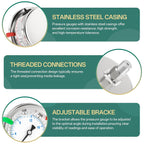0-300PSI Stainless Steel Liquid Filled Pressure Gauge, 2.5" Dial Size, 1/4" NPT 316 Stainless Steel Joint, Back Mount, for Tube, Water Pump, Gas, Liquid (with Range Mark Pointer)