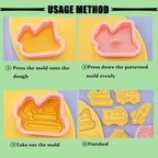 8Piece Vehicle Cookie Cutters Set,3D Transport-Themed Plastic Baking Molds for Cookies, Fondant, Cheese – Includes Plunger Stamp for Embossing (E)