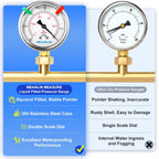 MEANLIN MEASURE -30inHG~0Psi Vacuum Pressure Gauge 1/4" NPT 2.5" FACE DIAL, Stainless Steel Liquid Filled Pressure Gauge WOG Water Oil Air Lower Mount (with 2PCS Snaps)