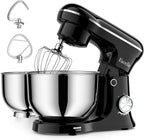 Facelle Tilt-Head Stand Mixer, 5QT+6QT Stainless Steel Two Bowls, 10 Speeds Kitchen Electric Food Mixer with Egg Whisk, Dough Hook, Beater, Dishwasher-Safe Attachment, Ideal Gift for Mom