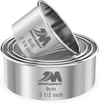 M JNGMEI 4 Pieces Stainless Steel Cookie Cutter Set Biscuit Cutter 2.25inch, 2.75inch, 3.25inch,3.5inch Biscuit Plain Edge Round Cutters Sizes Shape Molds Multiple Sizes