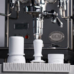 IKAPE 58.5mm Espresso Tamper, Premium Barista Coffee Tamper with Calibrated Spring Loaded, 100% Stainless Steel Base Tamper (White)