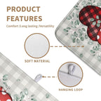 Valentines Day Dish Drying Mat Valentine Buffalo Plaid Eucalyptus Hearts Dishes Dryer Pad for Kitchen Countertops Microfiber 18x24 Inches