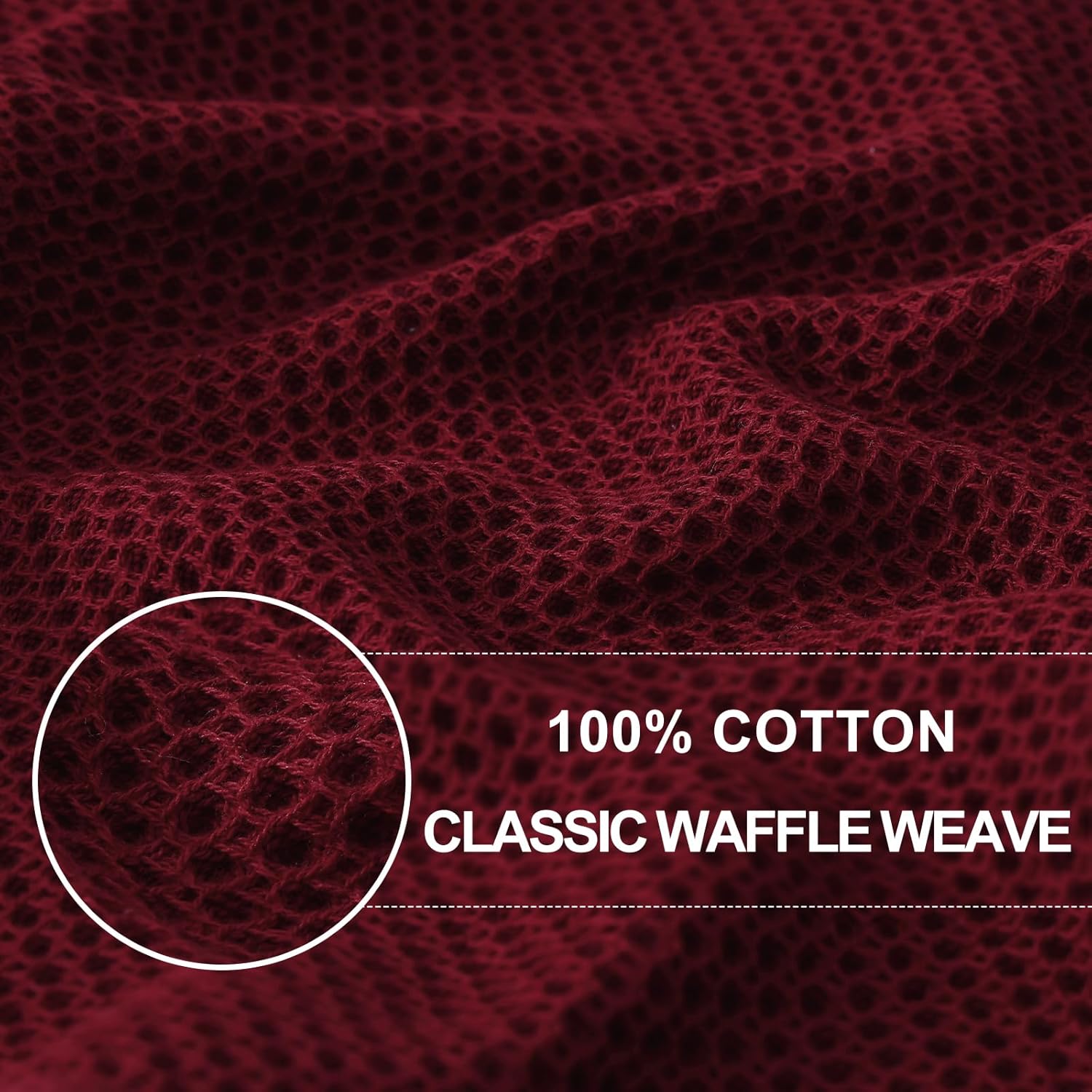 Homaxy 100% Cotton Waffle Weave Kitchen Dish Cloths, Ultra Soft Absorbent Quick Drying Dish Towels, 12 x 12 Inches, 12-Pack, Burgundy