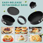 SHIKORI Cake Pan Set for Baking, Non-Stick Springform Pans Set of 3 (4, 7, 9 inch), Round Cake Pans,Cheesecake Pan, Leak-Proof Cake Pans with Removable Bottom (Red Set-3 Pcs)