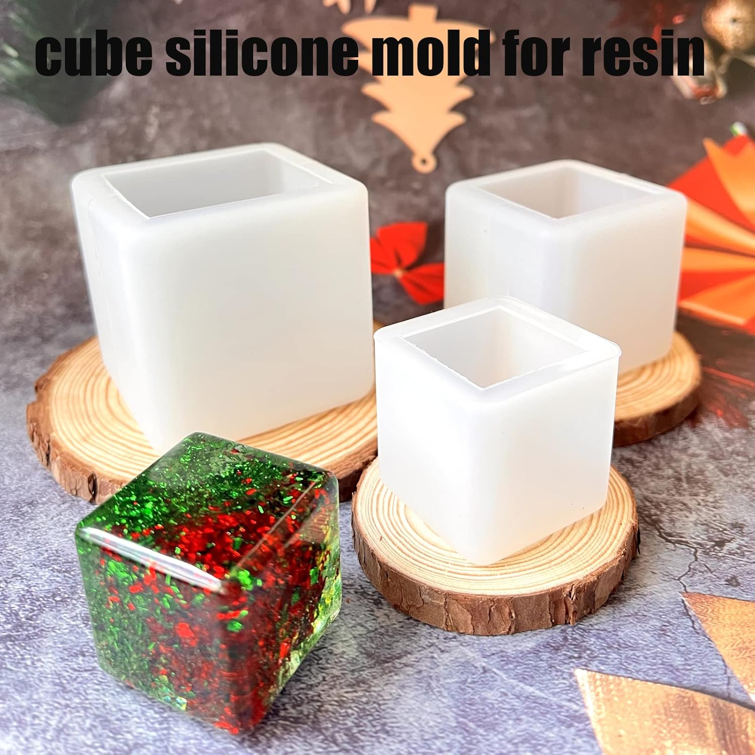 (3 Pack) Resin Cube Molds, Deep Square Silicone Molds for Epoxy Resin Casting DIY Art Craft Candle Soap Making