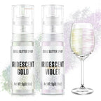 Edible Glitter Spray,Iridescent Gold & Iridescent Violet 2 Colors Food Grade Edible Glitter Set for Drink Cake Beverages,Cupcakes,Cake Pops and Cookies Decorating