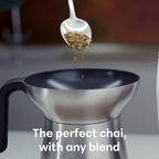 Loka Chai Maker for Authentic Masala Chai & Chai Latte | Easy Clean Stainless Steel Stovetop Tea Maker with Innovative Chai Fountain | Non-Stick Ceramic, 20oz (3 Cups) - (Stainless Steel Strainer)