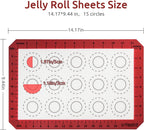446ºF Heat Resistant Macaron Mat: U-Taste 14.17x9.44in Non Stick Silicone Baking Mat, Reusable Cookies Pastry Sheet Liner with Edge Enhancement & Circle Measurement for Cake Pan (Red)