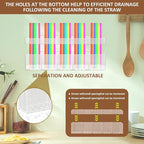 9.8” Acrylic Straw Holder with Double Sided Adhesive Tape Reusable Tumbler Straw Organizer Storage Container for Counter Cabinet Cupboard Kitchen( Large)