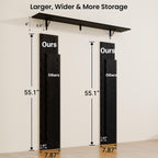 RICHFOCUS Floating Shelves for Wall Decor, 55.1W x 8D Wall Shelves Set of 2, 8 Inch Deep Rustic Wood Shelves Wall Mounted with Brackets, Long Floating Shelves for Living Room Bedroom Kitchen, Black